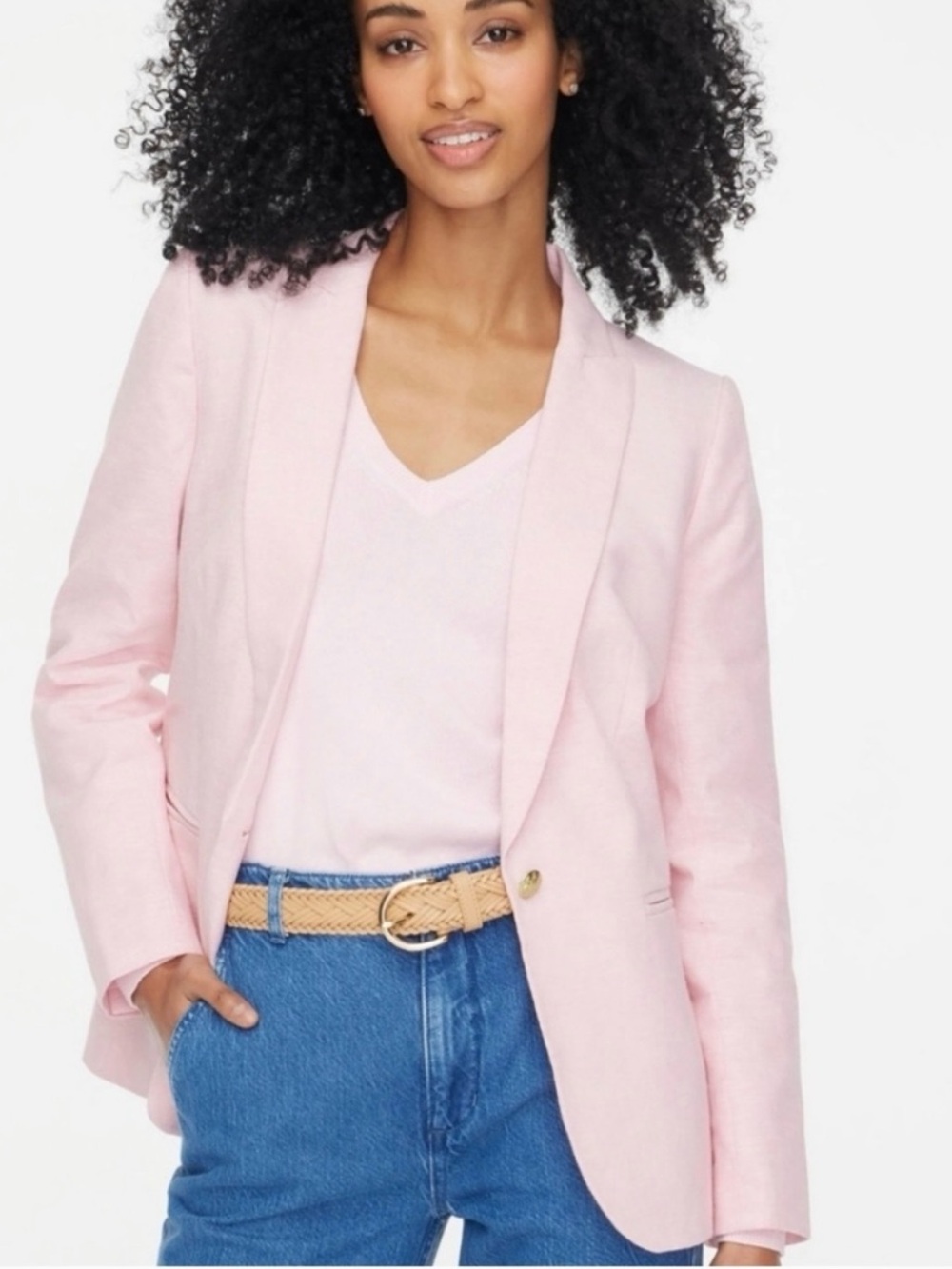 J.by J.Crew Linen blend  light Pink Single-Button Blazer Jacket size 10 NEW